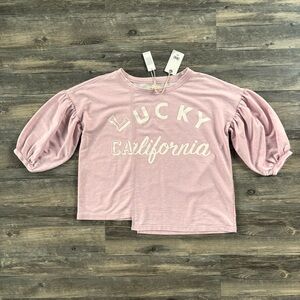 Lucky Brand Light Pink California Long Sleeve Tee
